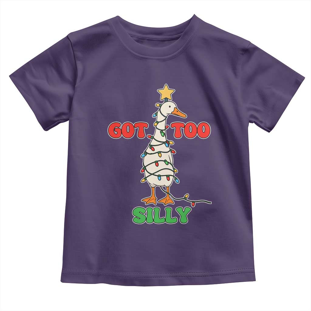 Funny Christmas Silly Goose Toddler T Shirt Got Too Silly Goose Pun Humor Xmas Tree - Wonder Print Shop
