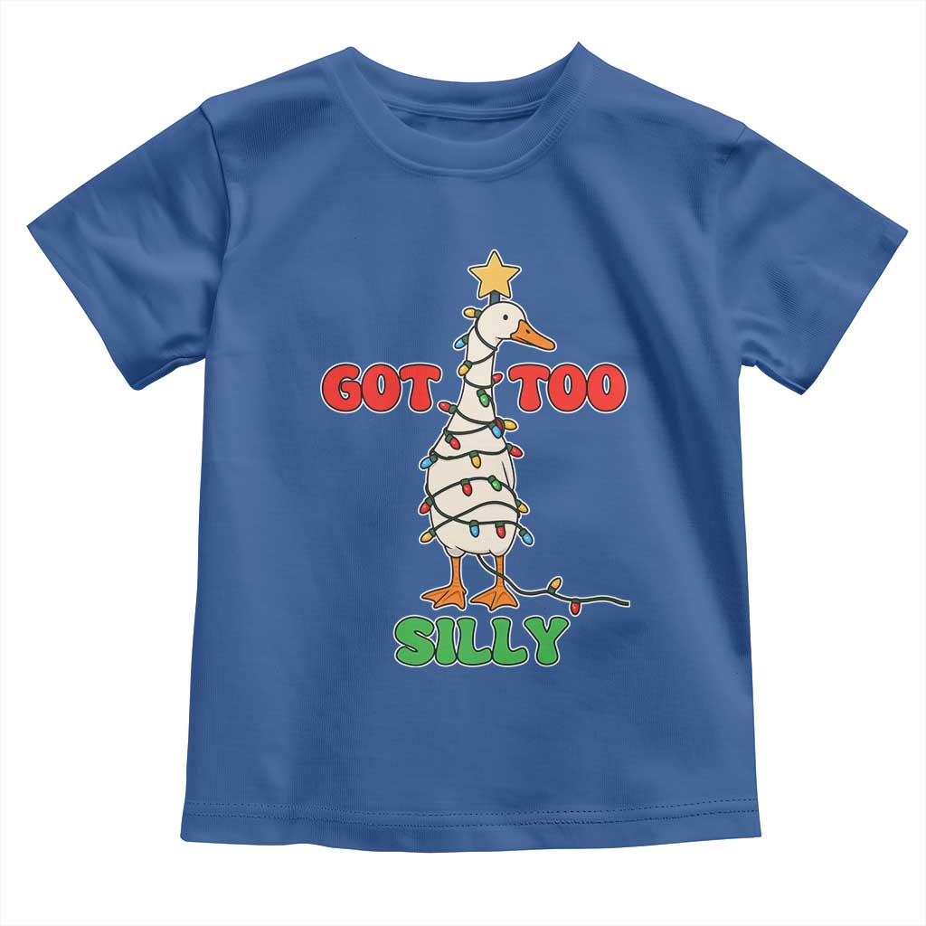 Funny Christmas Silly Goose Toddler T Shirt Got Too Silly Goose Pun Humor Xmas Tree - Wonder Print Shop