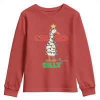 Funny Christmas Silly Goose Youth Sweatshirt Got Too Silly Goose Pun Humor Xmas Tree - Wonder Print Shop