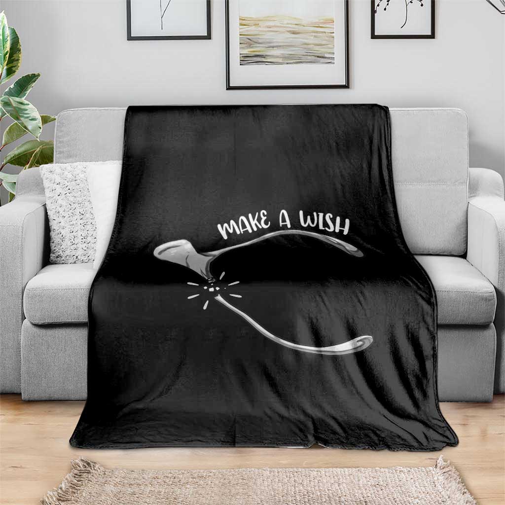 Funny Thanksgiving Turkey Wishbone Throw Blanket Make A Wish Chicken Turkey - Wonder Print Shop