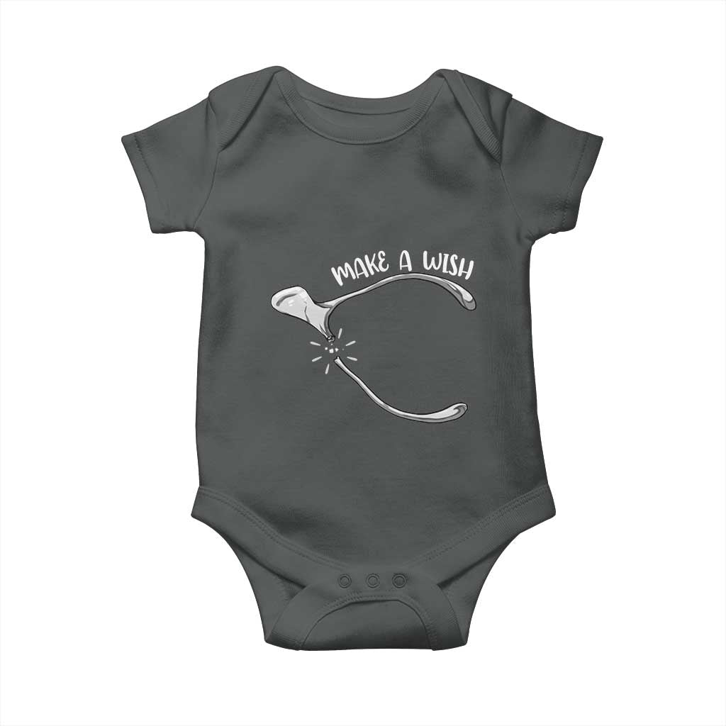 Funny Thanksgiving Turkey Wishbone Baby Onesie Make A Wish Chicken Turkey - Wonder Print Shop