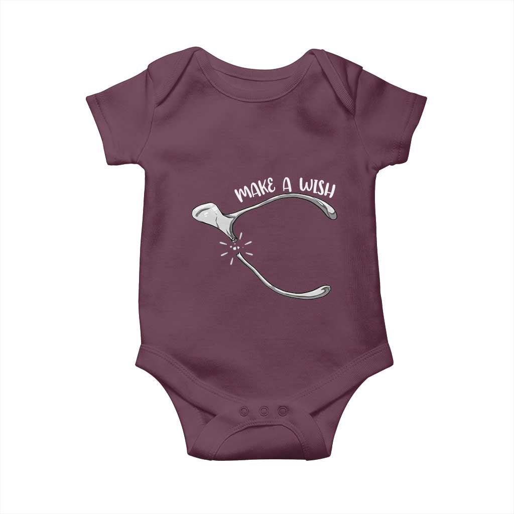 Funny Thanksgiving Turkey Wishbone Baby Onesie Make A Wish Chicken Turkey - Wonder Print Shop