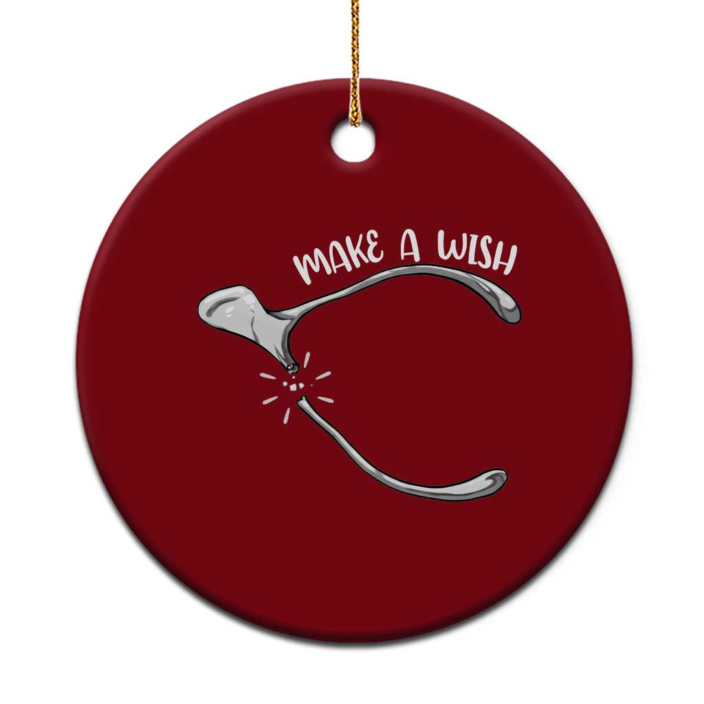 Funny Thanksgiving Turkey Wishbone Ceramic Ornament Make A Wish Chicken Turkey - Wonder Print Shop