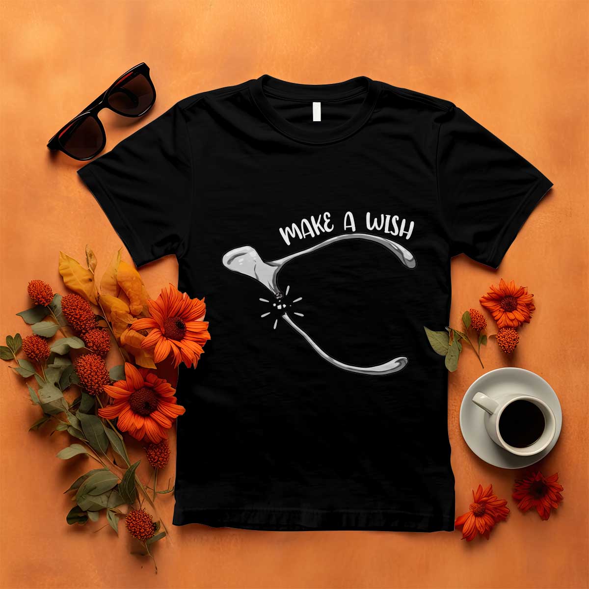 Funny Thanksgiving Turkey Wishbone T Shirt Make A Wish Chicken Turkey - Wonder Print Shop