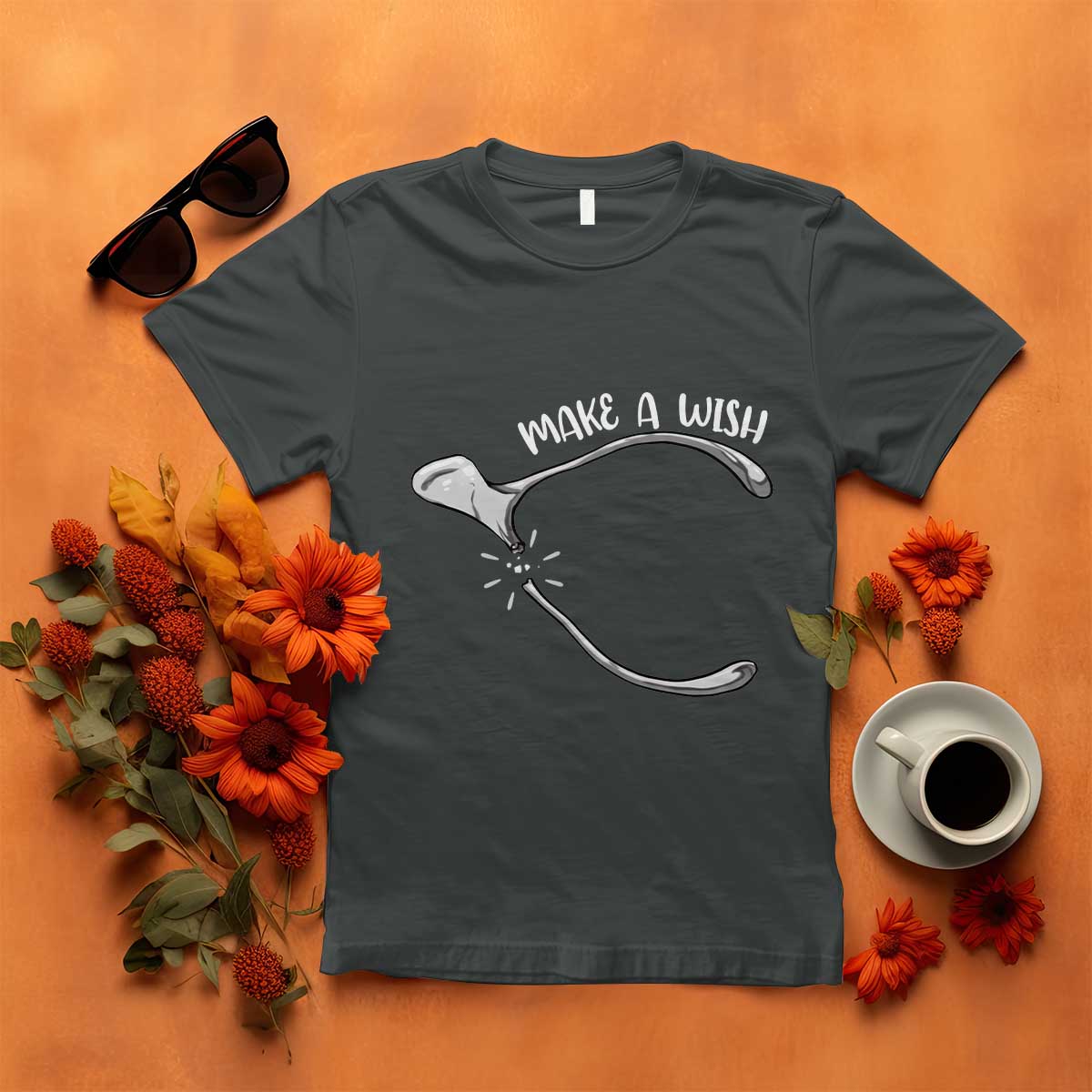 Funny Thanksgiving Turkey Wishbone T Shirt Make A Wish Chicken Turkey - Wonder Print Shop