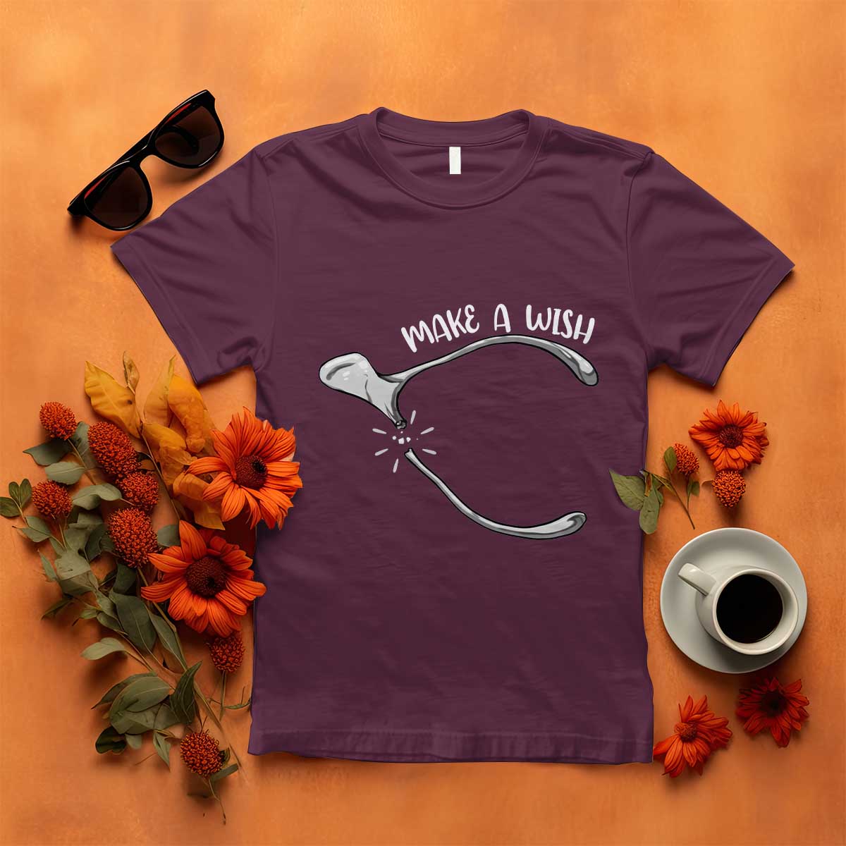 Funny Thanksgiving Turkey Wishbone T Shirt Make A Wish Chicken Turkey - Wonder Print Shop