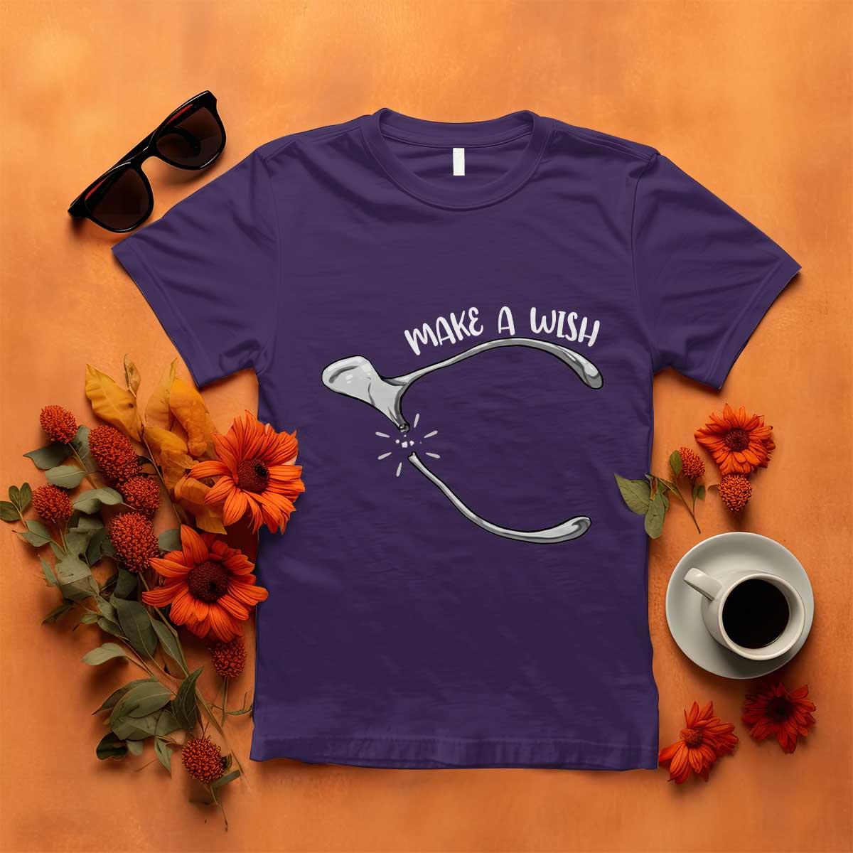 Funny Thanksgiving Turkey Wishbone T Shirt Make A Wish Chicken Turkey - Wonder Print Shop