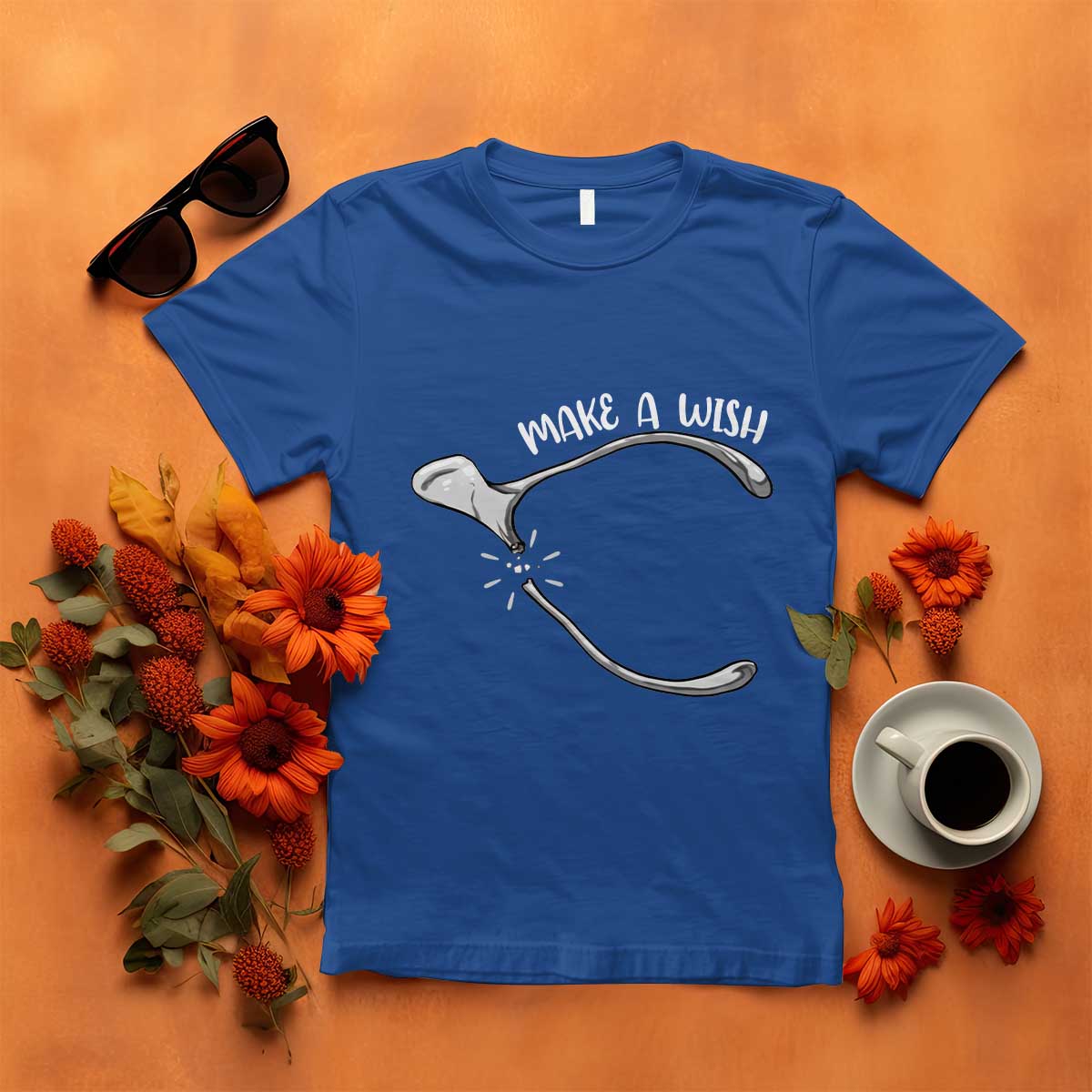 Funny Thanksgiving Turkey Wishbone T Shirt Make A Wish Chicken Turkey - Wonder Print Shop