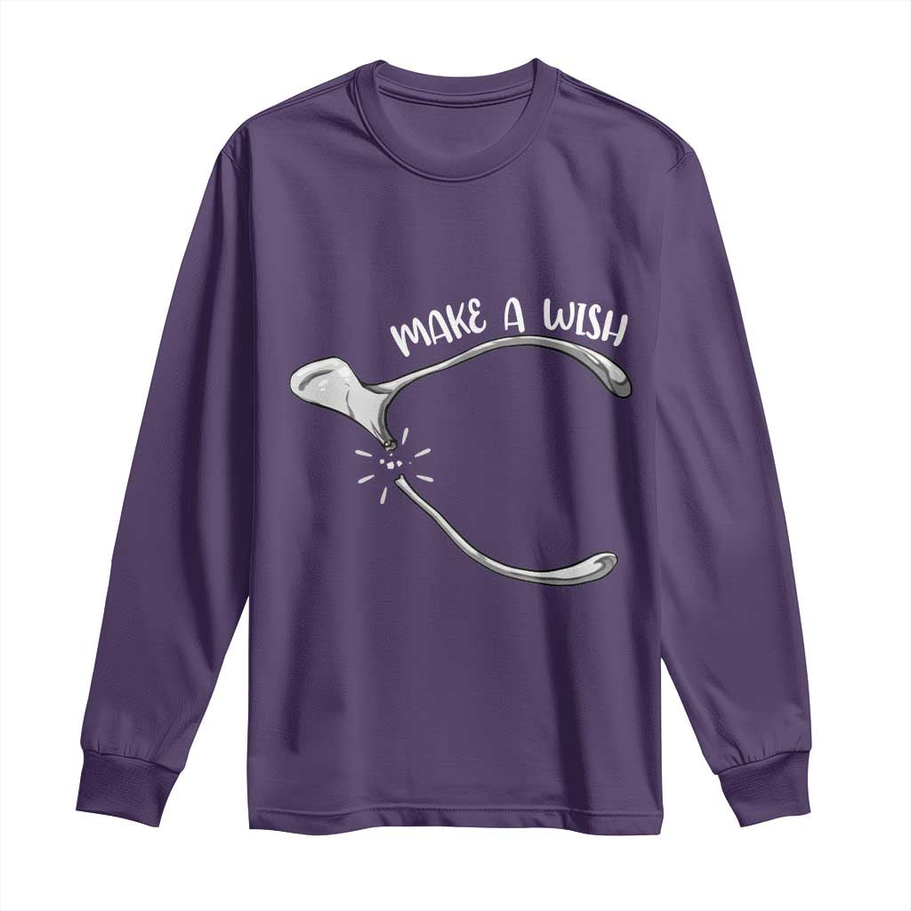 Funny Thanksgiving Turkey Wishbone Long Sleeve Shirt Make A Wish Chicken Turkey - Wonder Print Shop
