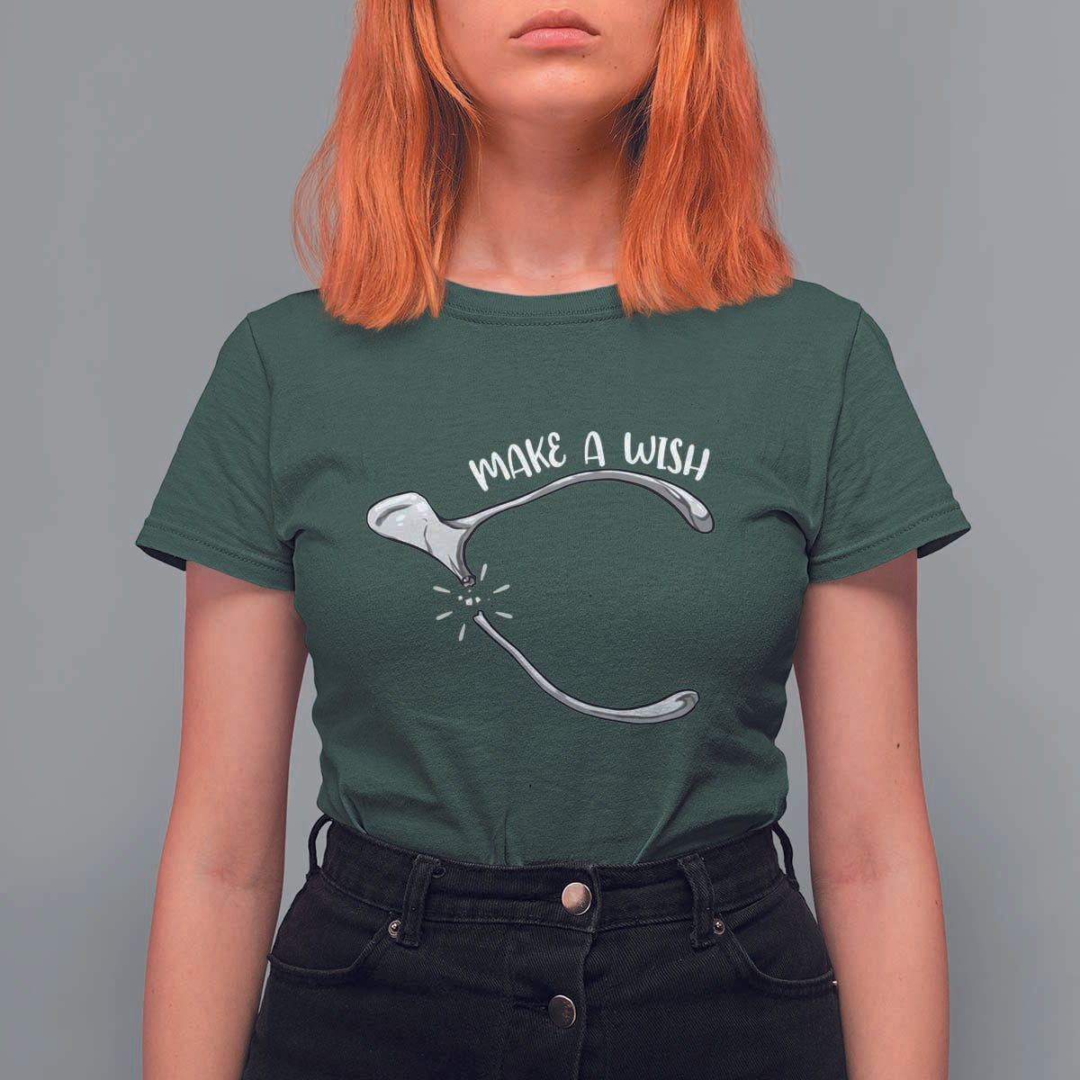 Funny Thanksgiving Turkey Wishbone T Shirt For Women Make A Wish Chicken Turkey - Wonder Print Shop