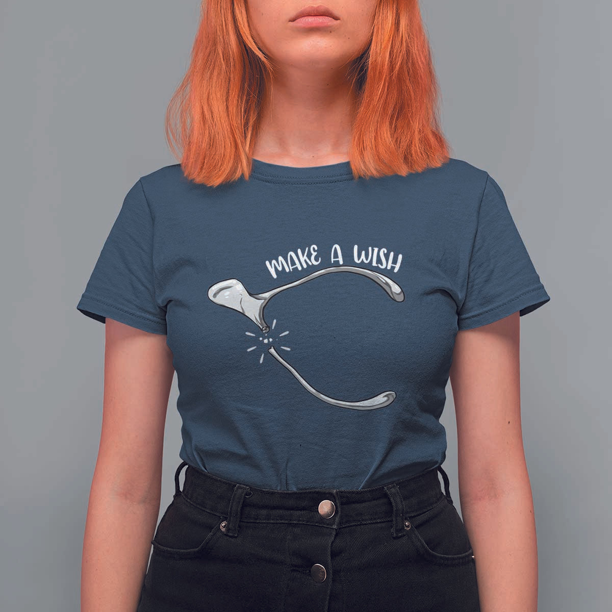 Funny Thanksgiving Turkey Wishbone T Shirt For Women Make A Wish Chicken Turkey - Wonder Print Shop