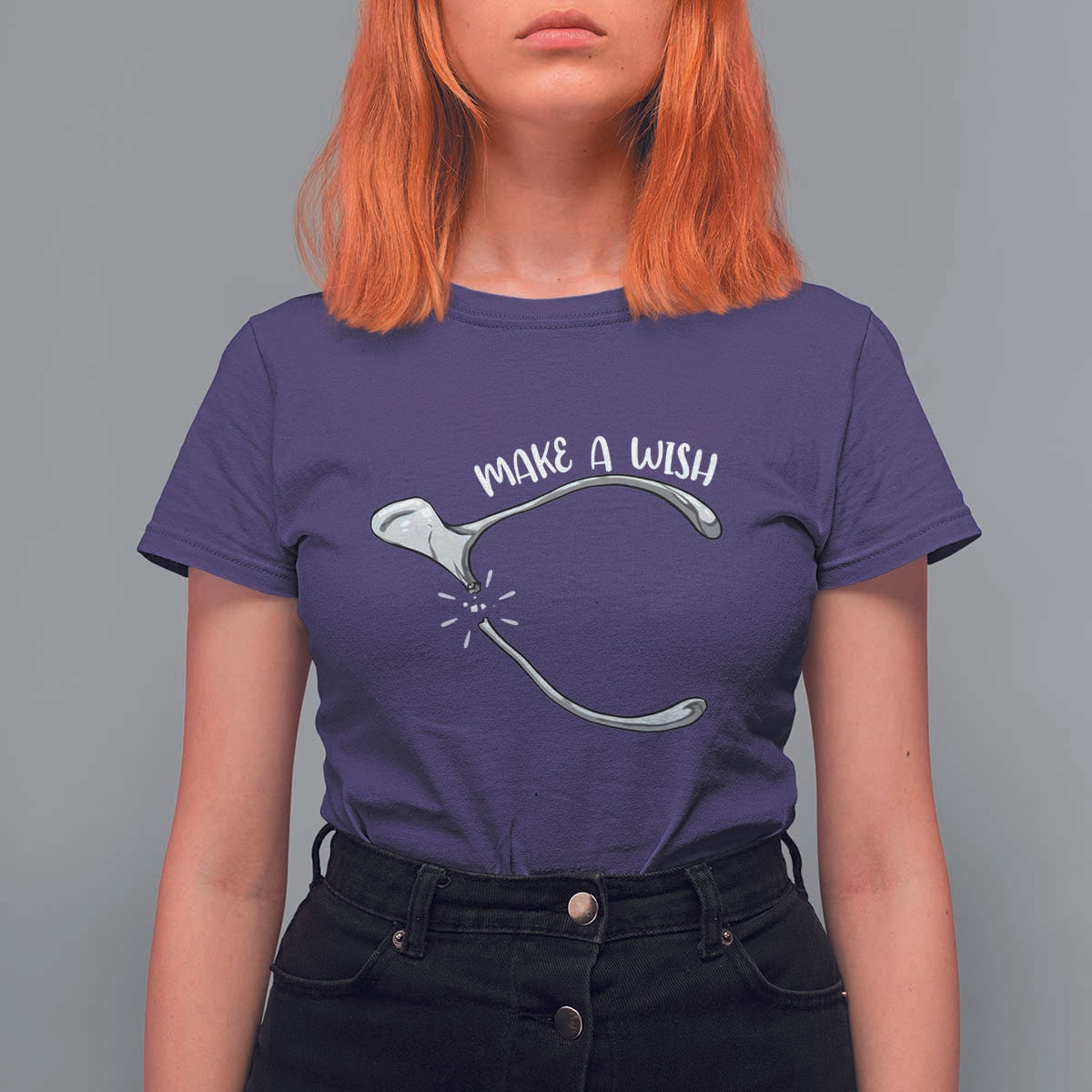 Funny Thanksgiving Turkey Wishbone T Shirt For Women Make A Wish Chicken Turkey - Wonder Print Shop