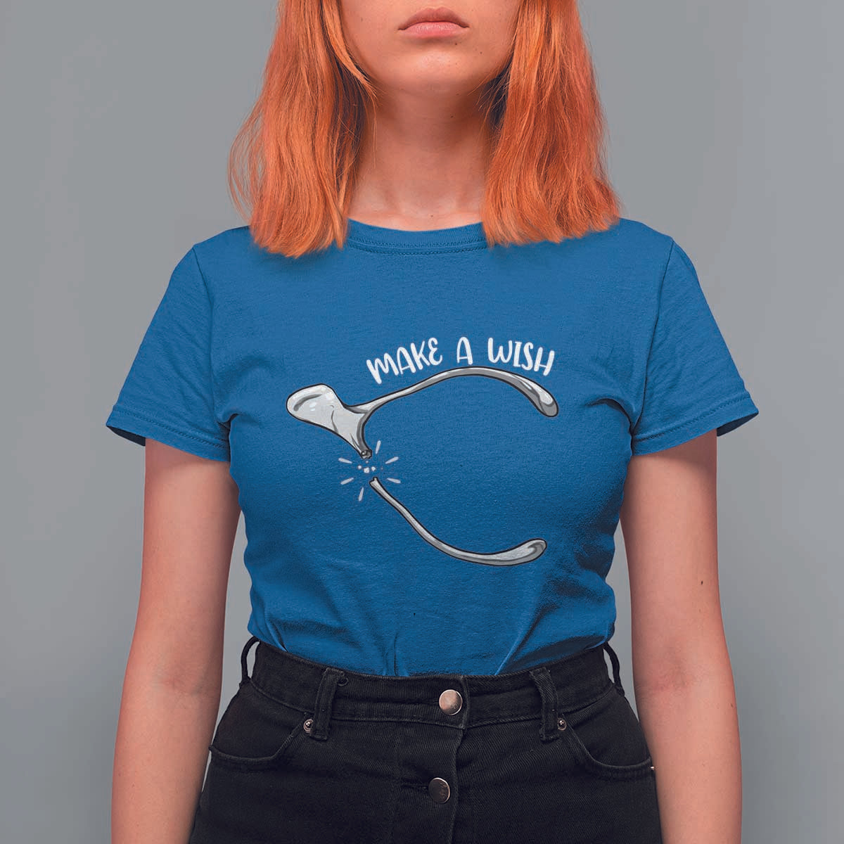 Funny Thanksgiving Turkey Wishbone T Shirt For Women Make A Wish Chicken Turkey - Wonder Print Shop