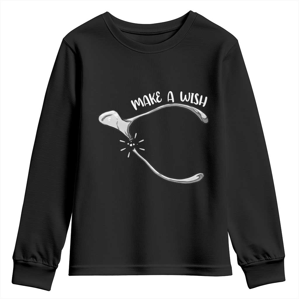 Funny Thanksgiving Turkey Wishbone Youth Sweatshirt Make A Wish Chicken Turkey - Wonder Print Shop