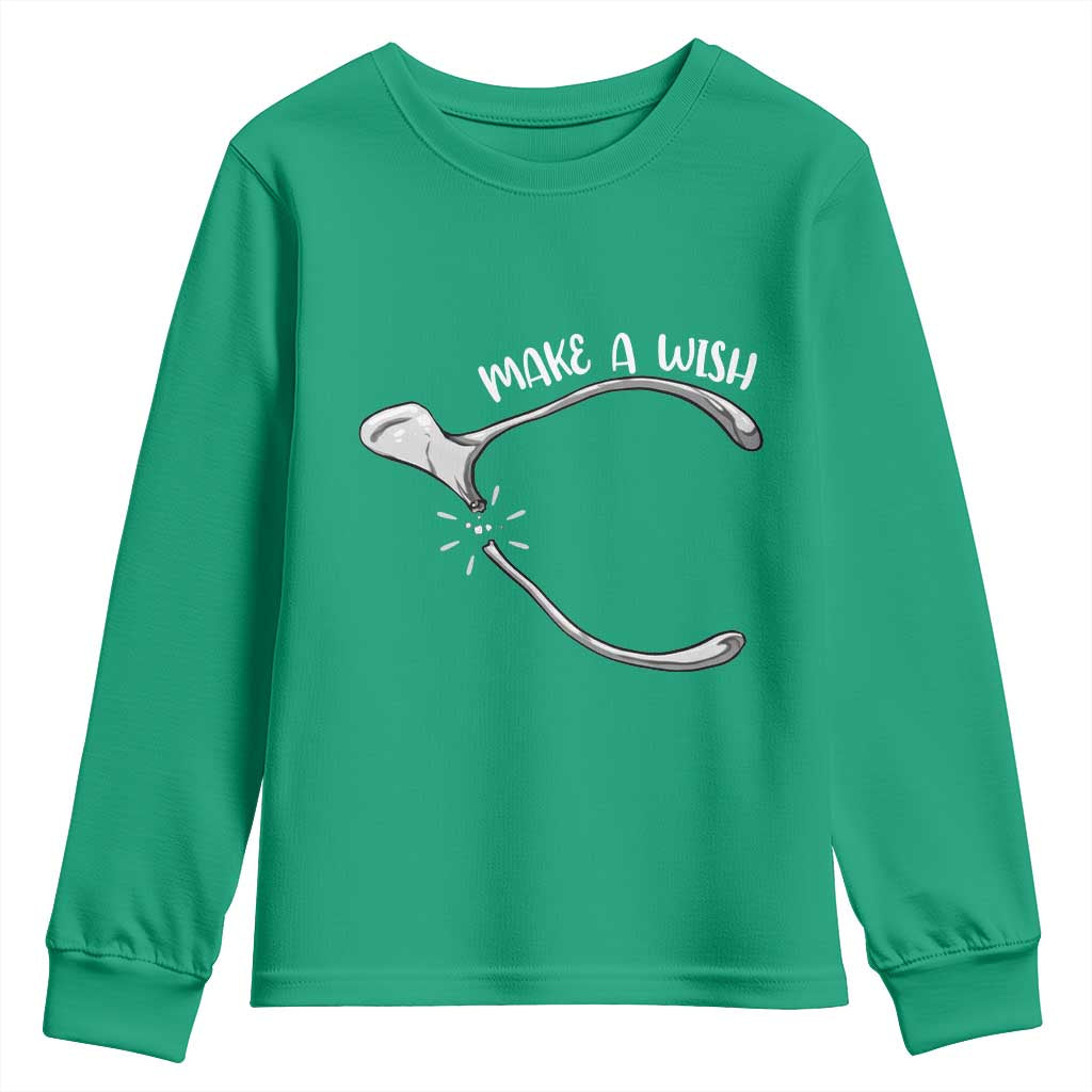 Funny Thanksgiving Turkey Wishbone Youth Sweatshirt Make A Wish Chicken Turkey - Wonder Print Shop