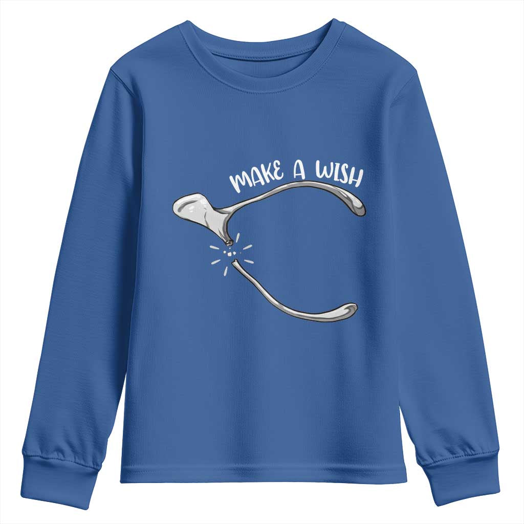 Funny Thanksgiving Turkey Wishbone Youth Sweatshirt Make A Wish Chicken Turkey - Wonder Print Shop