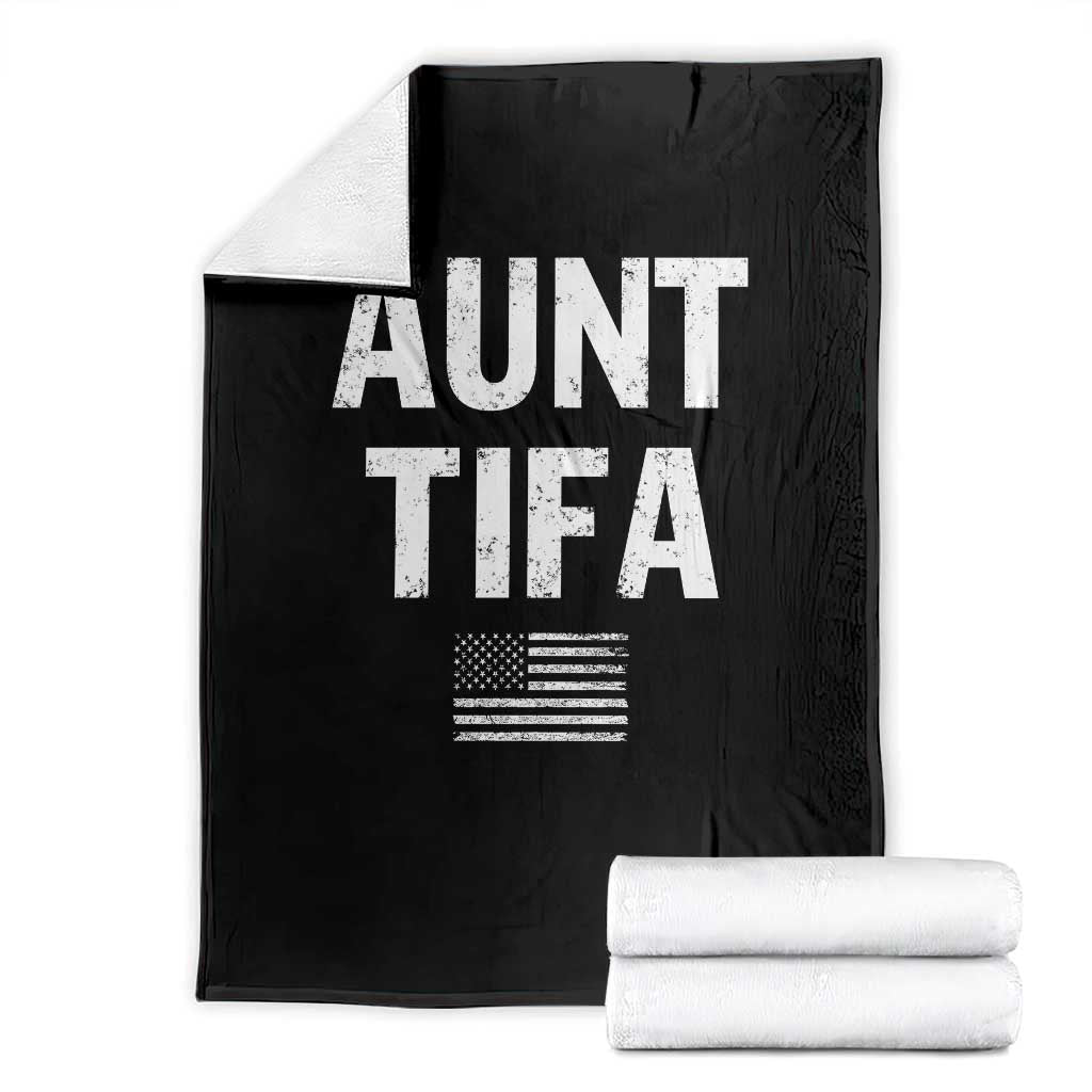 Funny Aunt Tifa Throw Blanket Political Satire Vintage American Flag - Wonder Print Shop