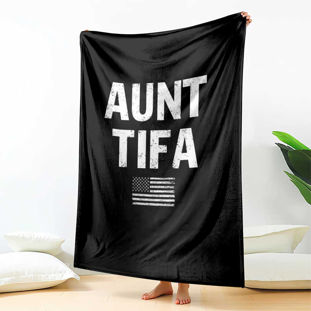 Funny Aunt Tifa Throw Blanket Political Satire Vintage American Flag - Wonder Print Shop