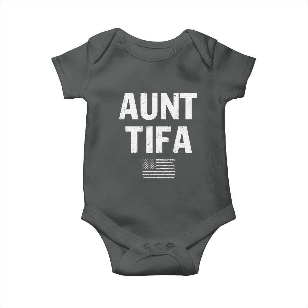 Funny Aunt Tifa Baby Onesie Political Satire Vintage American Flag - Wonder Print Shop