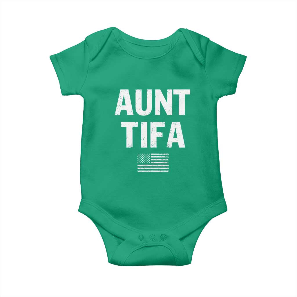 Funny Aunt Tifa Baby Onesie Political Satire Vintage American Flag - Wonder Print Shop