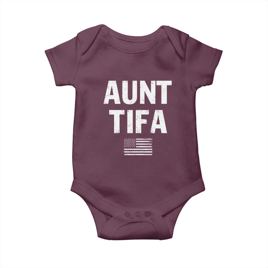 Funny Aunt Tifa Baby Onesie Political Satire Vintage American Flag - Wonder Print Shop