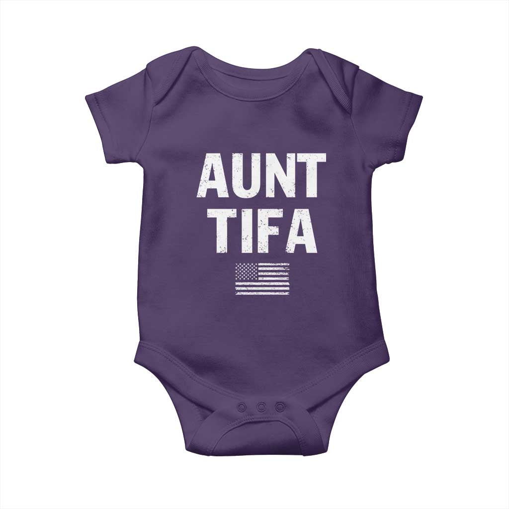 Funny Aunt Tifa Baby Onesie Political Satire Vintage American Flag - Wonder Print Shop