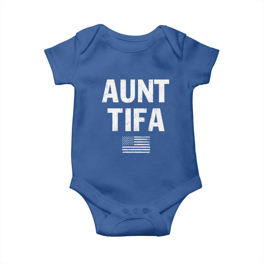 Funny Aunt Tifa Baby Onesie Political Satire Vintage American Flag - Wonder Print Shop