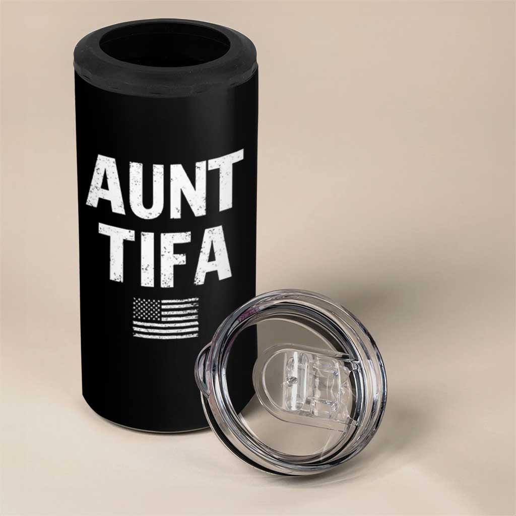 Funny Aunt Tifa 4 in 1 Can Cooler Tumbler Political Satire Vintage American Flag - Wonder Print Shop