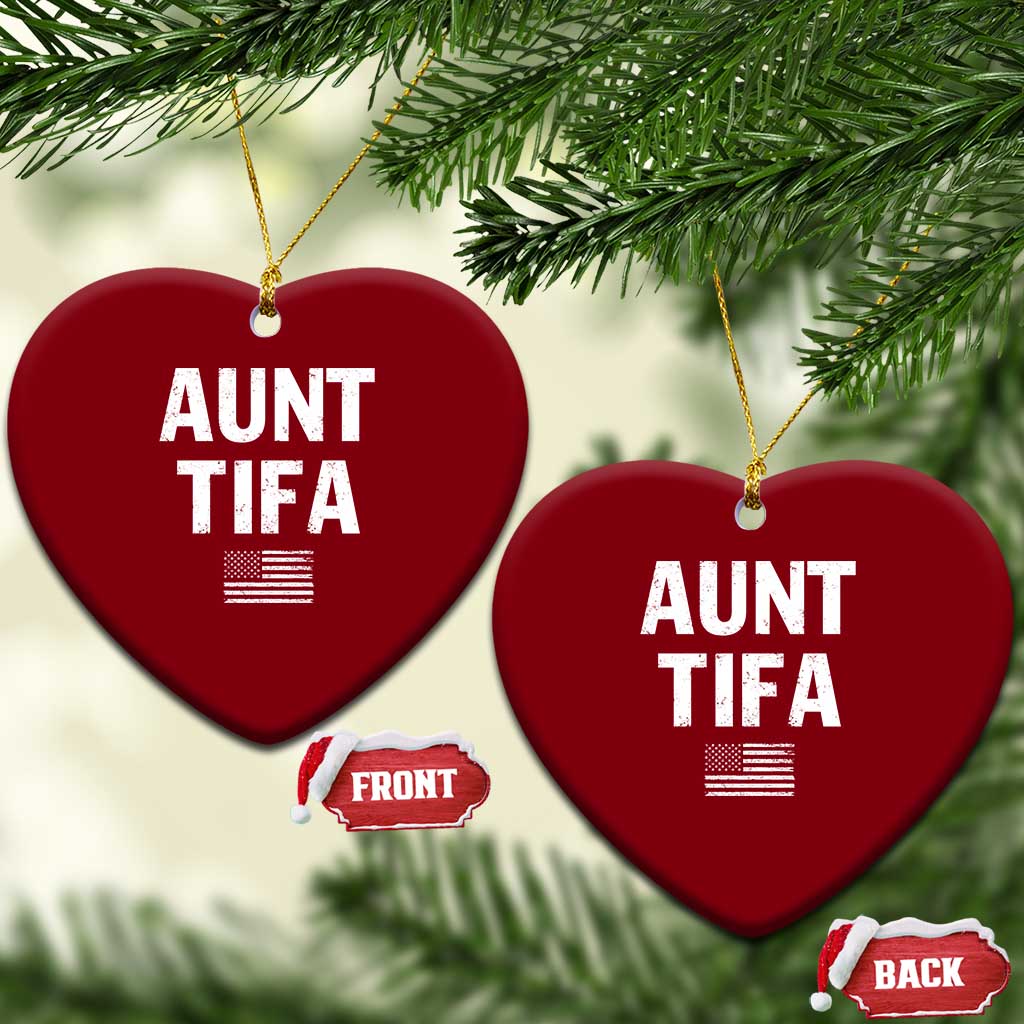 Funny Aunt Tifa Ceramic Ornament Political Satire Vintage American Flag - Wonder Print Shop