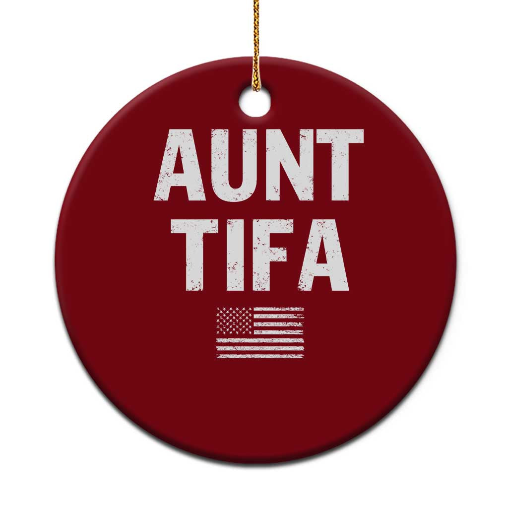 Funny Aunt Tifa Ceramic Ornament Political Satire Vintage American Flag - Wonder Print Shop