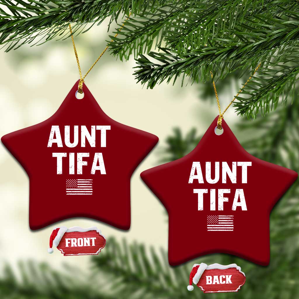 Funny Aunt Tifa Ceramic Ornament Political Satire Vintage American Flag - Wonder Print Shop