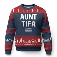 Funny Aunt Tifa Ugly Christmas Sweater Political Satire Vintage American Flag - Wonder Print Shop