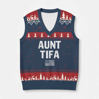 Funny Aunt Tifa V-Neck Knit Sweater Vest Political Satire Vintage American Flag - Wonder Print Shop