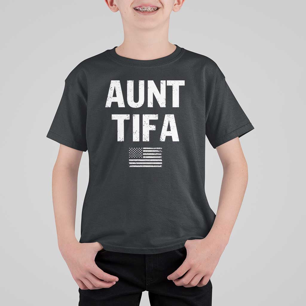 Funny Aunt Tifa T Shirt For Kid Political Satire Vintage American Flag - Wonder Print Shop