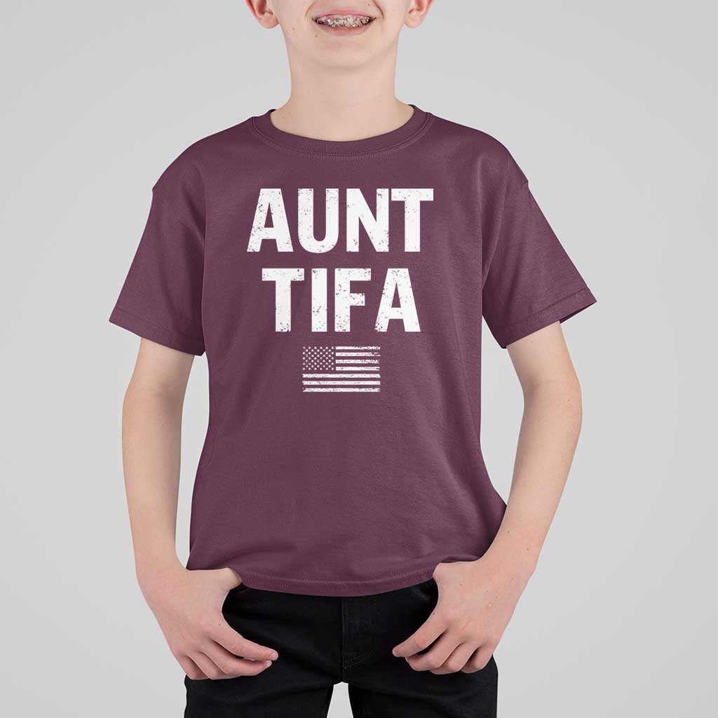 Funny Aunt Tifa T Shirt For Kid Political Satire Vintage American Flag - Wonder Print Shop