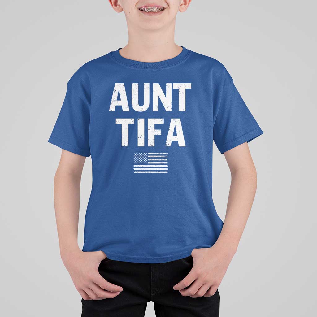 Funny Aunt Tifa T Shirt For Kid Political Satire Vintage American Flag - Wonder Print Shop