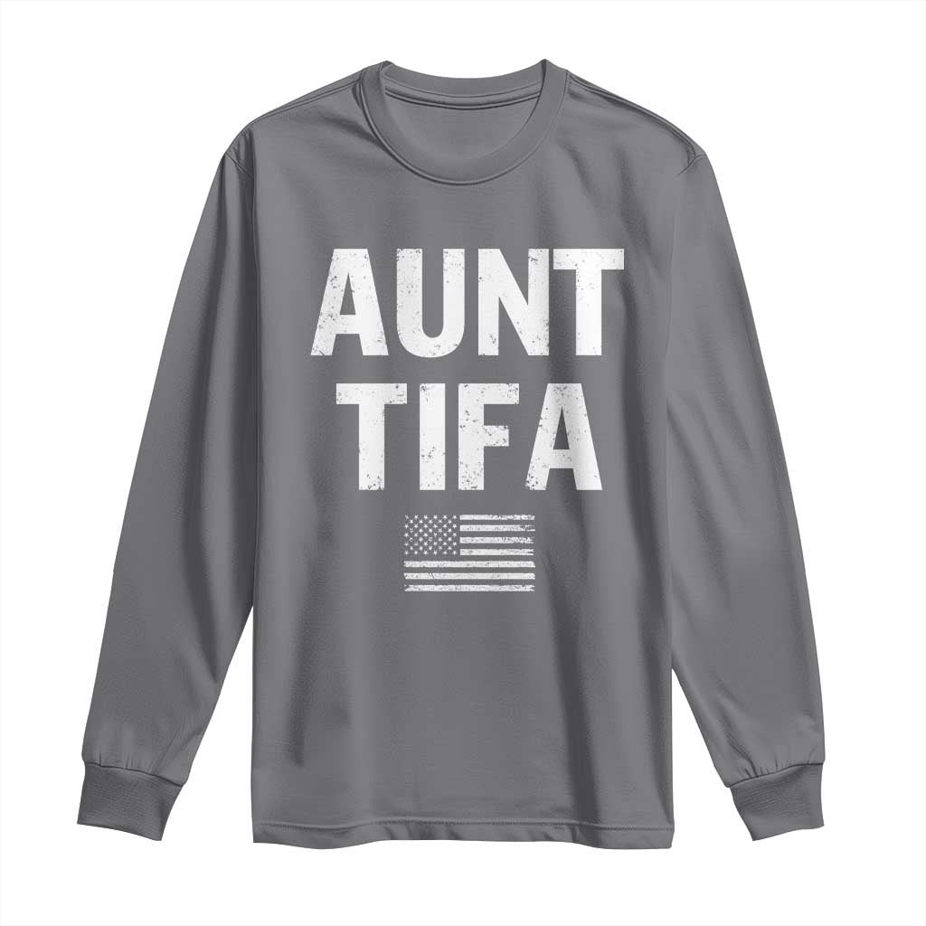 Funny Aunt Tifa Long Sleeve Shirt Political Satire Vintage American Flag - Wonder Print Shop