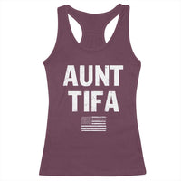 Funny Aunt Tifa Racerback Tank Top Political Satire Vintage American Flag - Wonder Print Shop