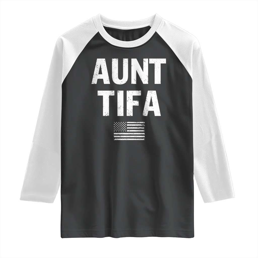 Funny Aunt Tifa Raglan Shirt Political Satire Vintage American Flag - Wonder Print Shop