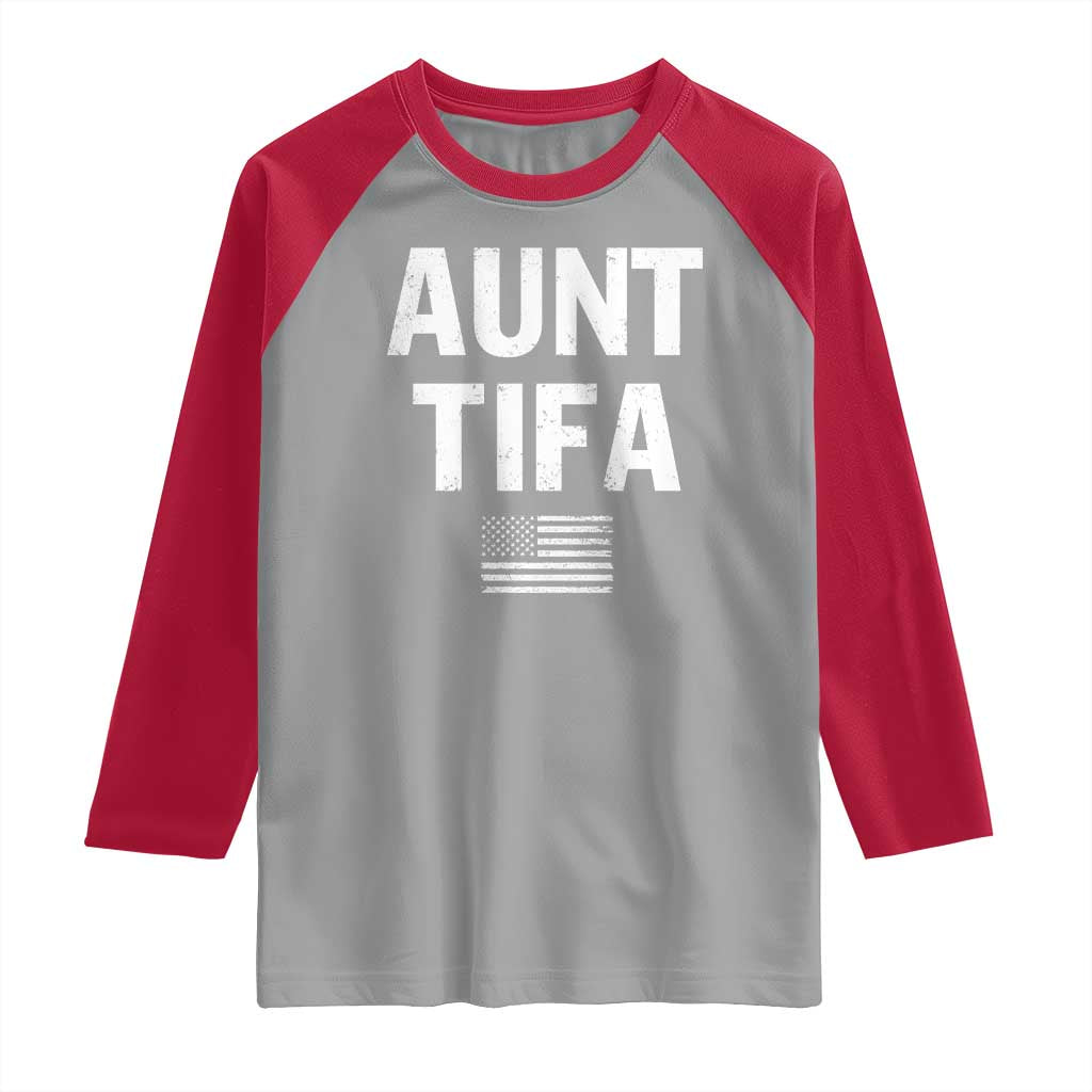 Funny Aunt Tifa Raglan Shirt Political Satire Vintage American Flag - Wonder Print Shop