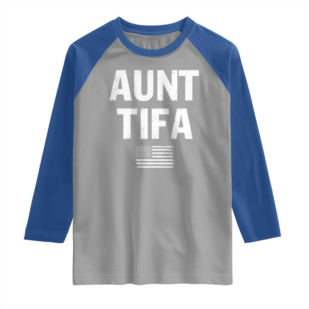 Funny Aunt Tifa Raglan Shirt Political Satire Vintage American Flag - Wonder Print Shop