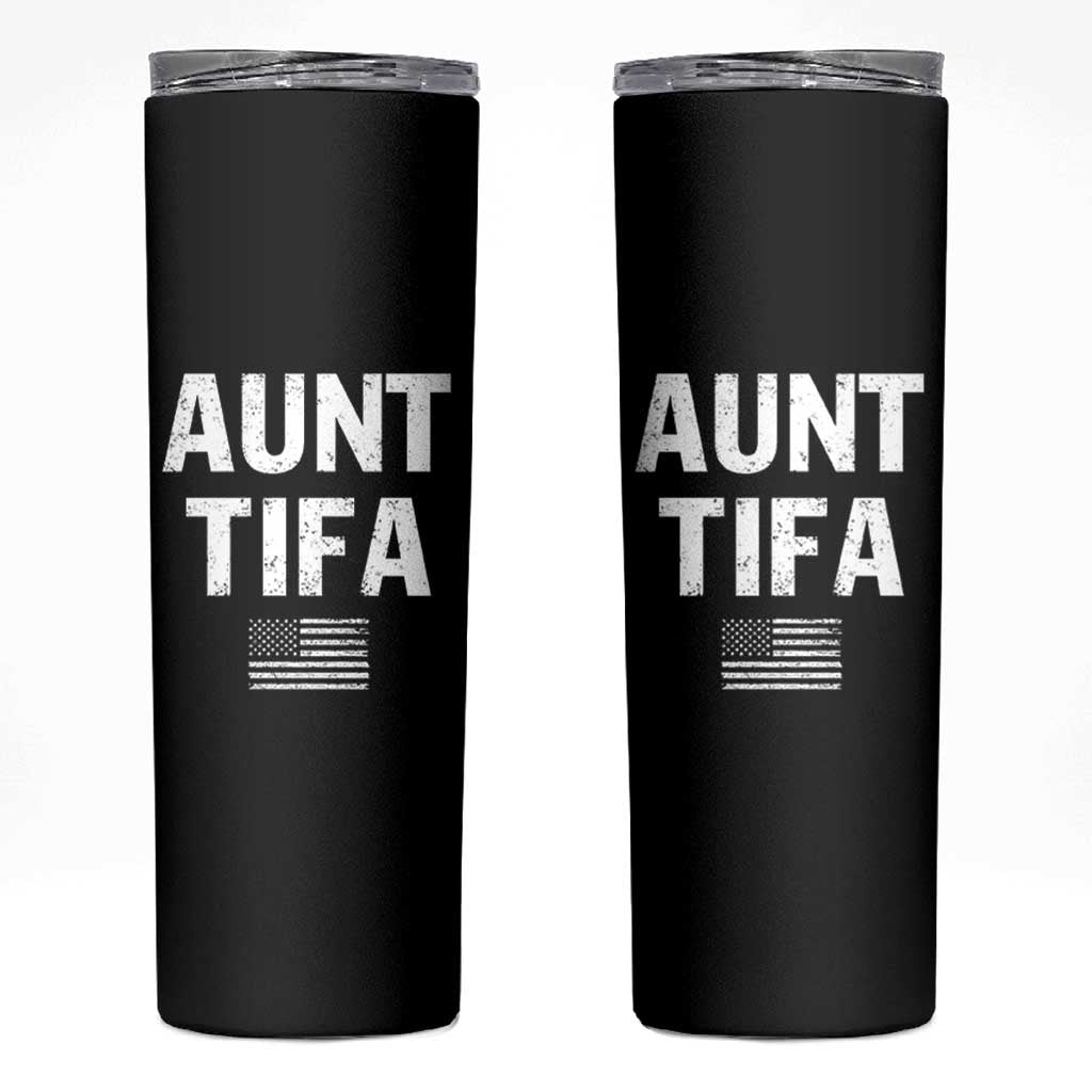 Funny Aunt Tifa Skinny Tumbler Political Satire Vintage American Flag - Wonder Print Shop