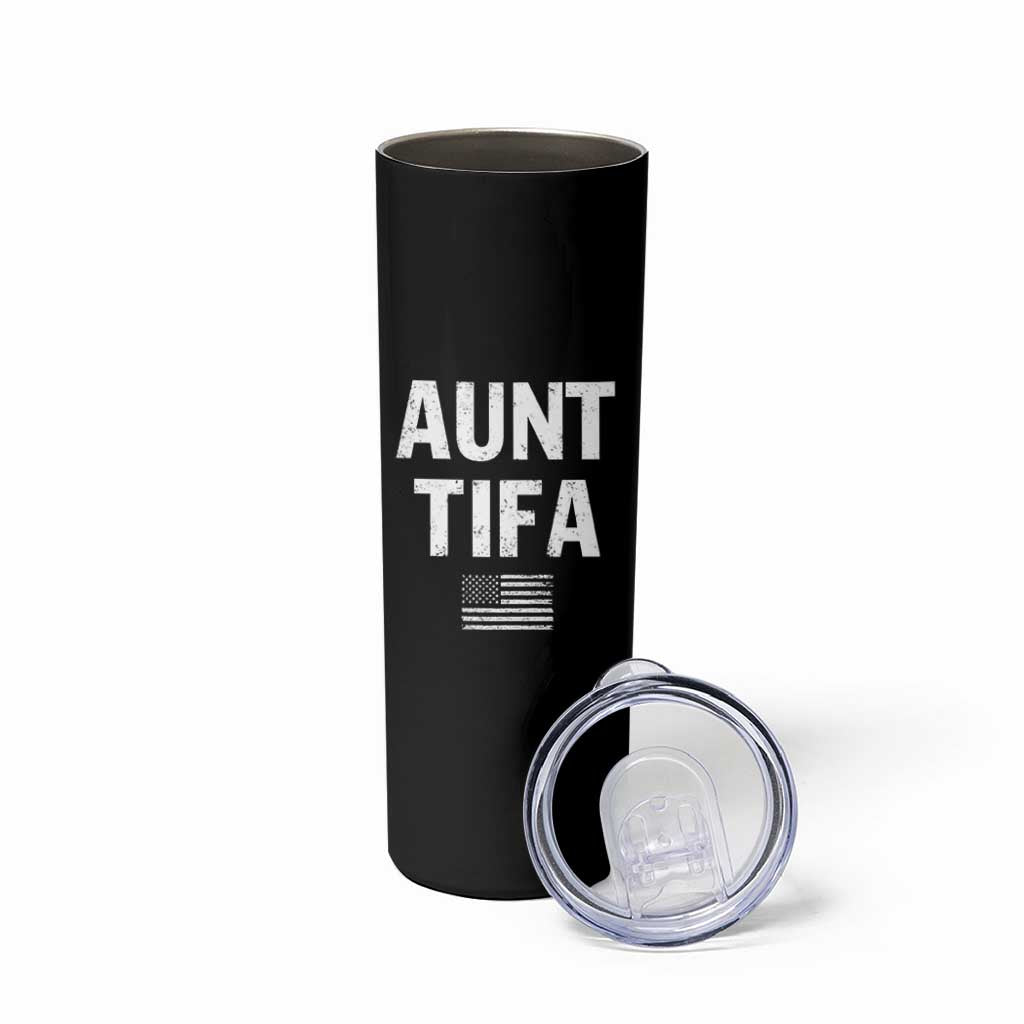 Funny Aunt Tifa Skinny Tumbler Political Satire Vintage American Flag - Wonder Print Shop