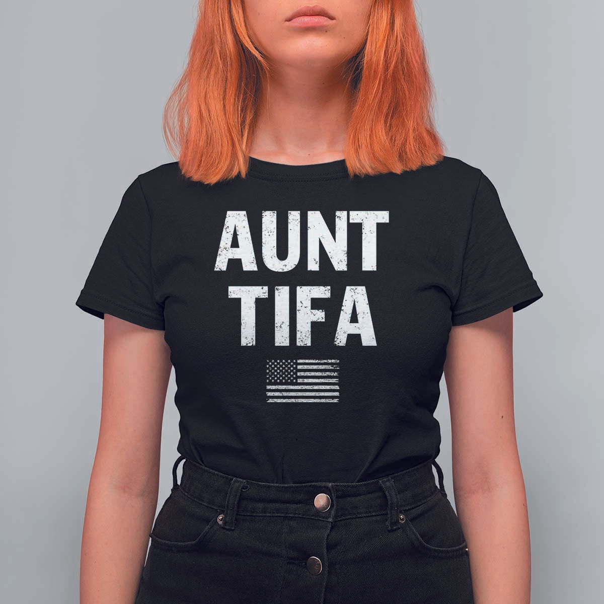 Funny Aunt Tifa T Shirt For Women Political Satire Vintage American Flag - Wonder Print Shop