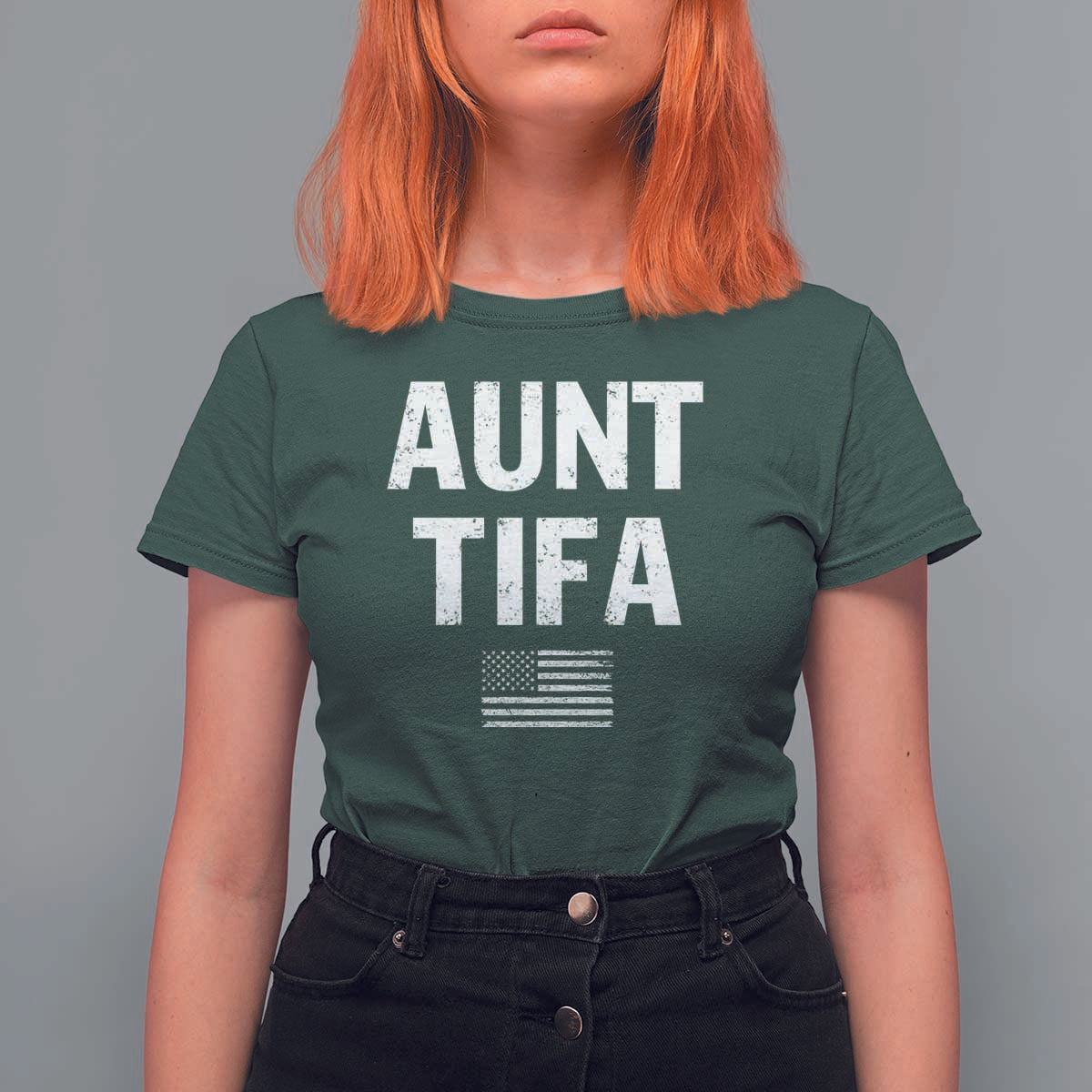 Funny Aunt Tifa T Shirt For Women Political Satire Vintage American Flag - Wonder Print Shop