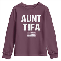 Funny Aunt Tifa Youth Sweatshirt Political Satire Vintage American Flag - Wonder Print Shop