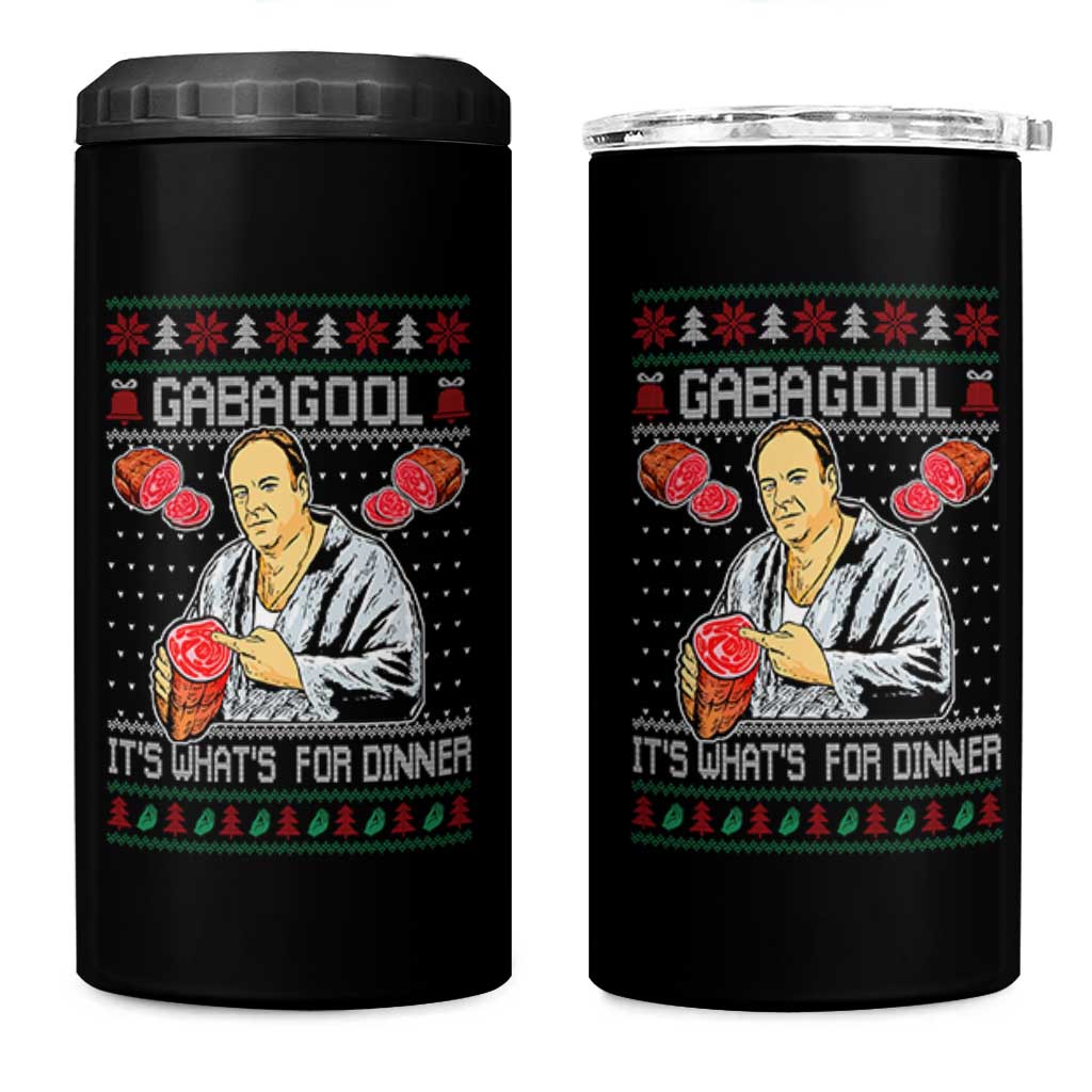Funny Christmas Mafia 4 in 1 Can Cooler Tumbler Gabagool It Is Whats For Dinner Gangster Movie - Wonder Print Shop
