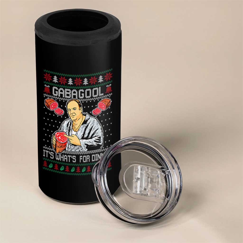 Funny Christmas Mafia 4 in 1 Can Cooler Tumbler Gabagool It Is Whats For Dinner Gangster Movie - Wonder Print Shop