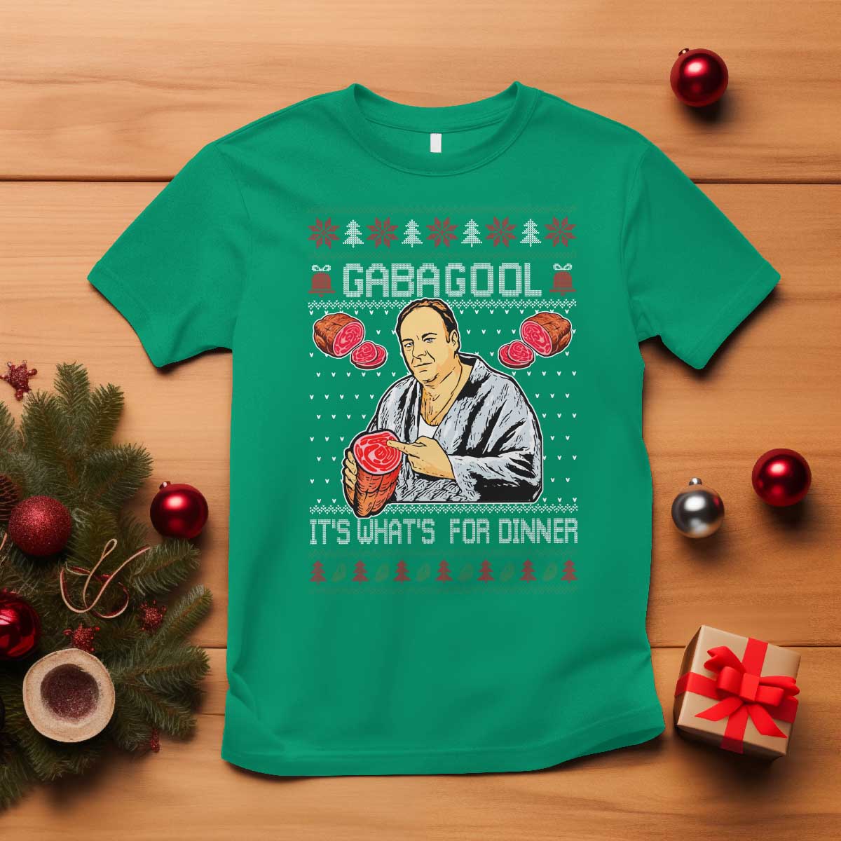 Funny Christmas Mafia T Shirt Gabagool It Is Whats For Dinner Gangster Movie - Wonder Print Shop