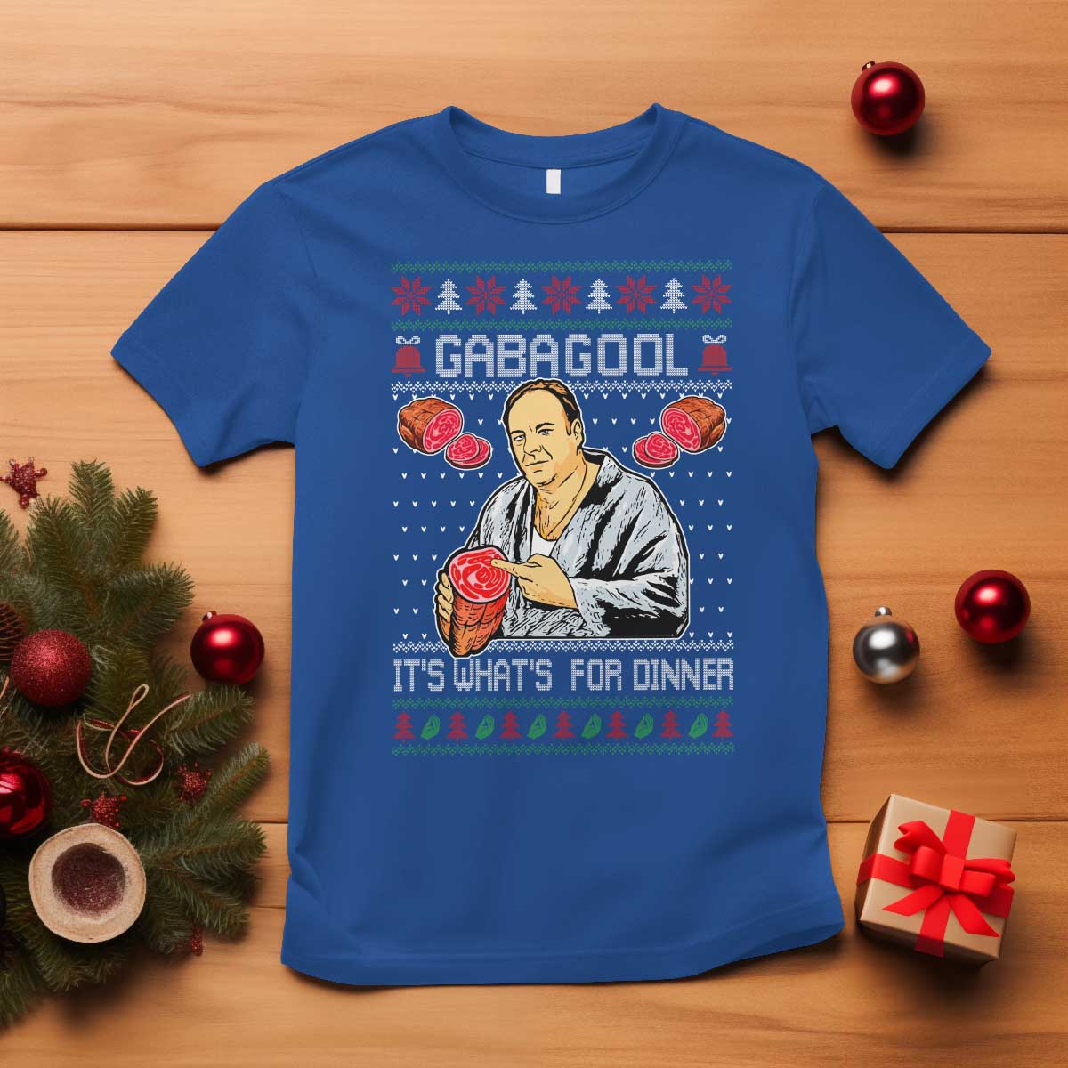 Funny Christmas Mafia T Shirt Gabagool It Is Whats For Dinner Gangster Movie - Wonder Print Shop